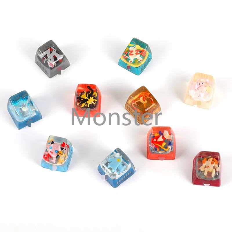 ptcg-pokemon-anime-personnage-keycap-clavier-mecanique-resine-transparent-keycap-moltres-magikarp-aerodactyl-articuno-zapdos-jouet