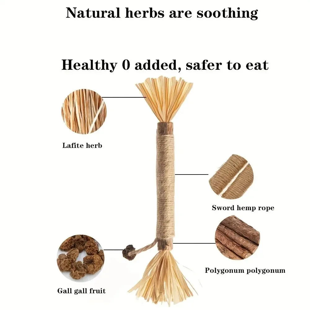 Raffia Chew Toy para Gatos, Silvervine Mastigar Vara, Kitty Polygonum, Grama, Pet Supplies, 1 Pc, Brinquedo De Mordida Do Gato, Limpeza De Dentes