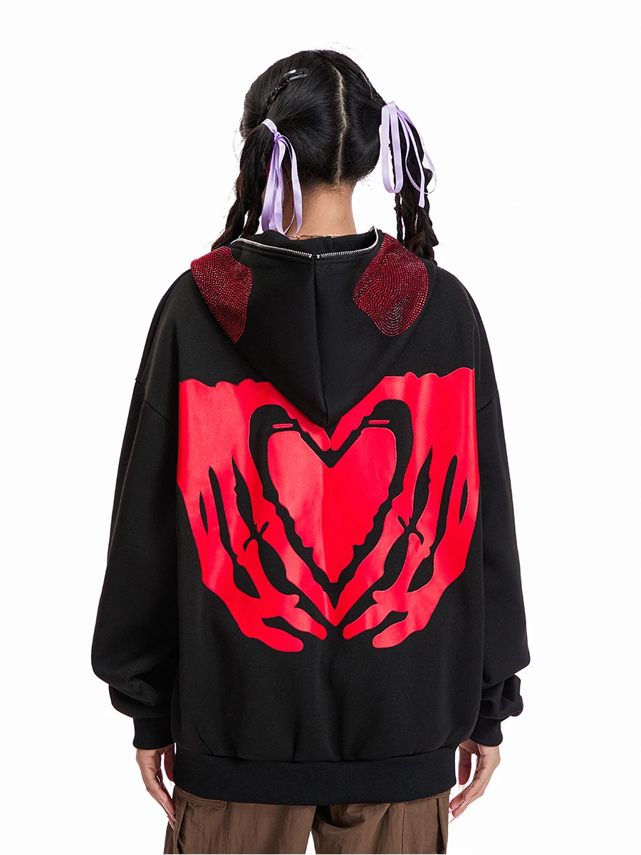 

Women Y2K Spider Web Hoodies Goth Harajuku Punk Jacket Fall Streetwear Oversized Vintage Graphic Full Zip Up Hoodie