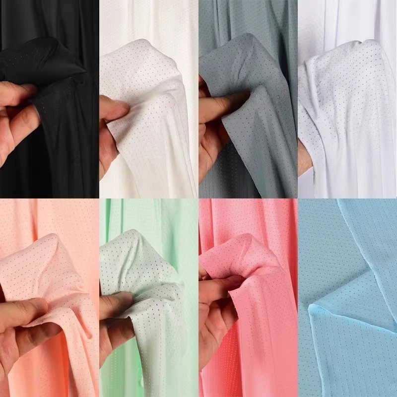 

Быстросохнущая ткань из ледяного шелка 100x165 см, эластичная нейлоновая сетка с воздушным отверстием для шитья, летняя футболка с коротким рукавом, ткань для спортивной одежды