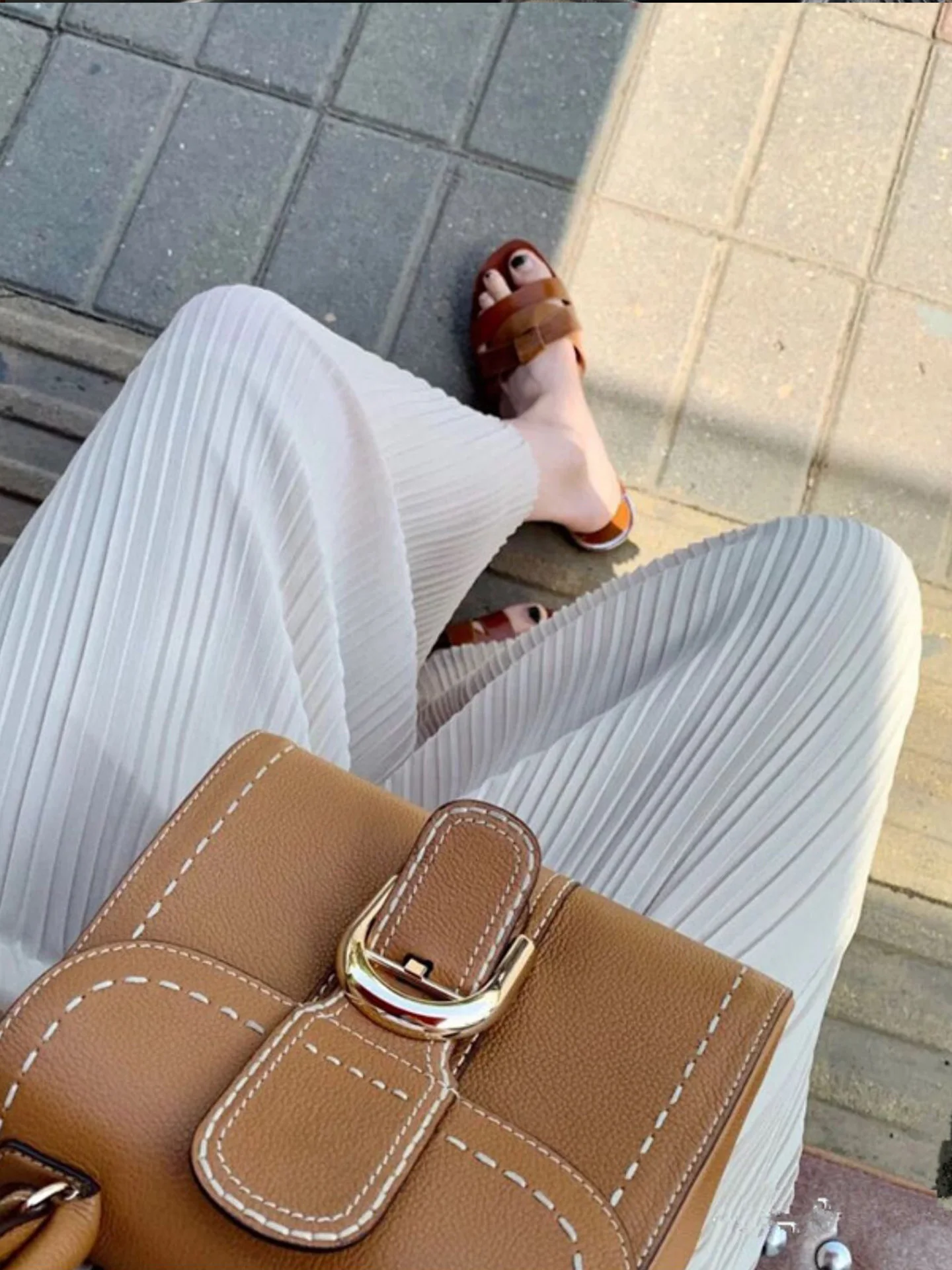 Casual Pleated Wide Leg Pants Women's Summer Thin Nine Points High Waist Draping Slimming Pants Fashionable Loose Straight Tube