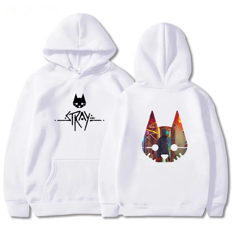 Stray Game Cat  Anime Hoodie Hot Game Printing Clothes Men Winter Fleece Pullover Tops Oversized Sweatshirts Vintage Unisex Wram