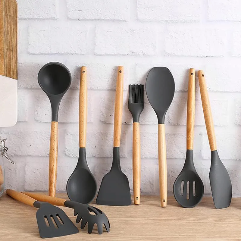 Classic Grey Color Silicone Baking Spatula Heat-Resistant Non-stick Cooking Kitchen Utensils Non-deformable Soft Baking Spatula