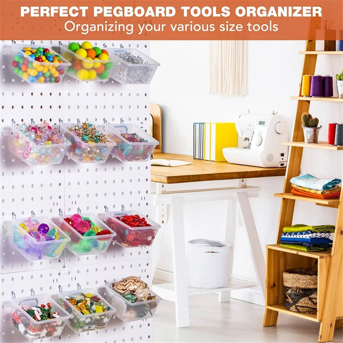 Pegboard صناديق شفافة 6 حزمة Pegboard صناديق شفافة Pegboard صناديق السنانير لتقوم بها بنفسك Pegboard اكسسوارات منضدة صناديق صغيرة تناسب 1/4 -1/8 Pe