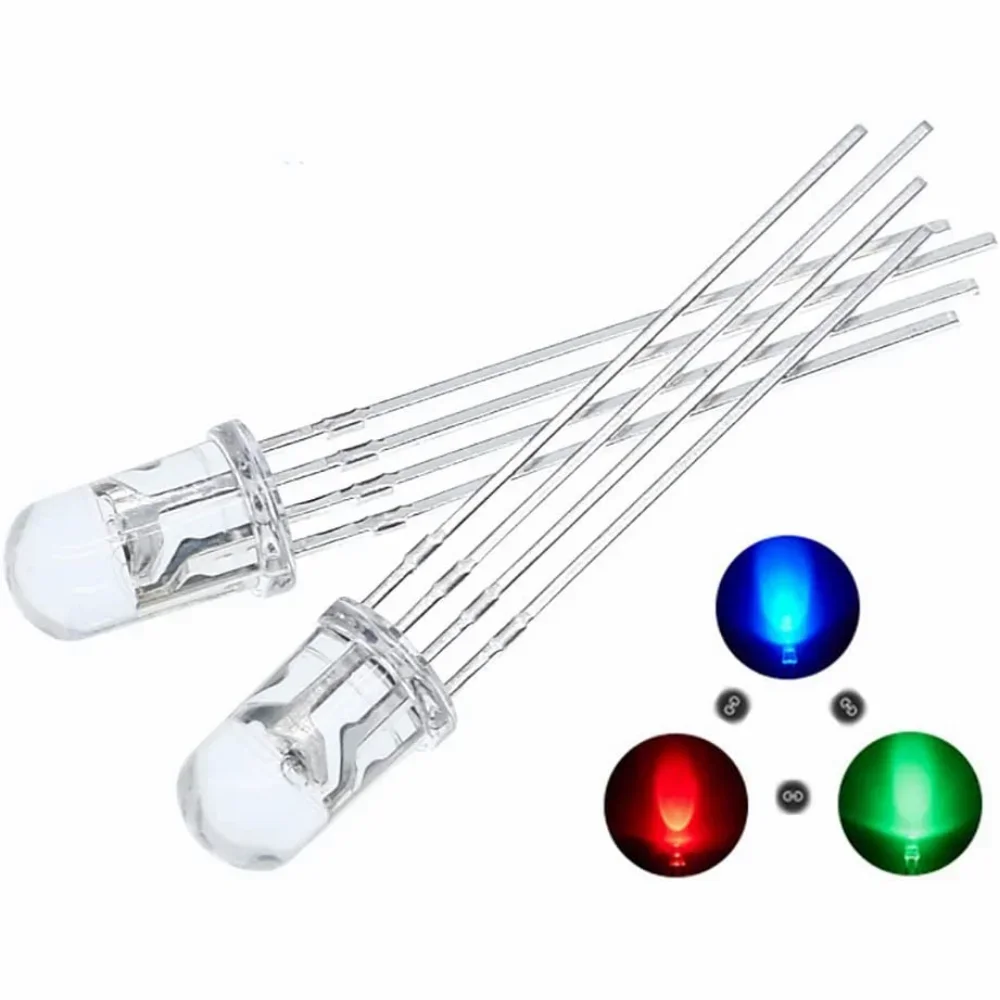 10PCS 10mm RGB LED Common Cathode / Common Anode 4Pin Tri-Color Emitting Diodes Bright Bulb Lamps Indicator, for Arduino