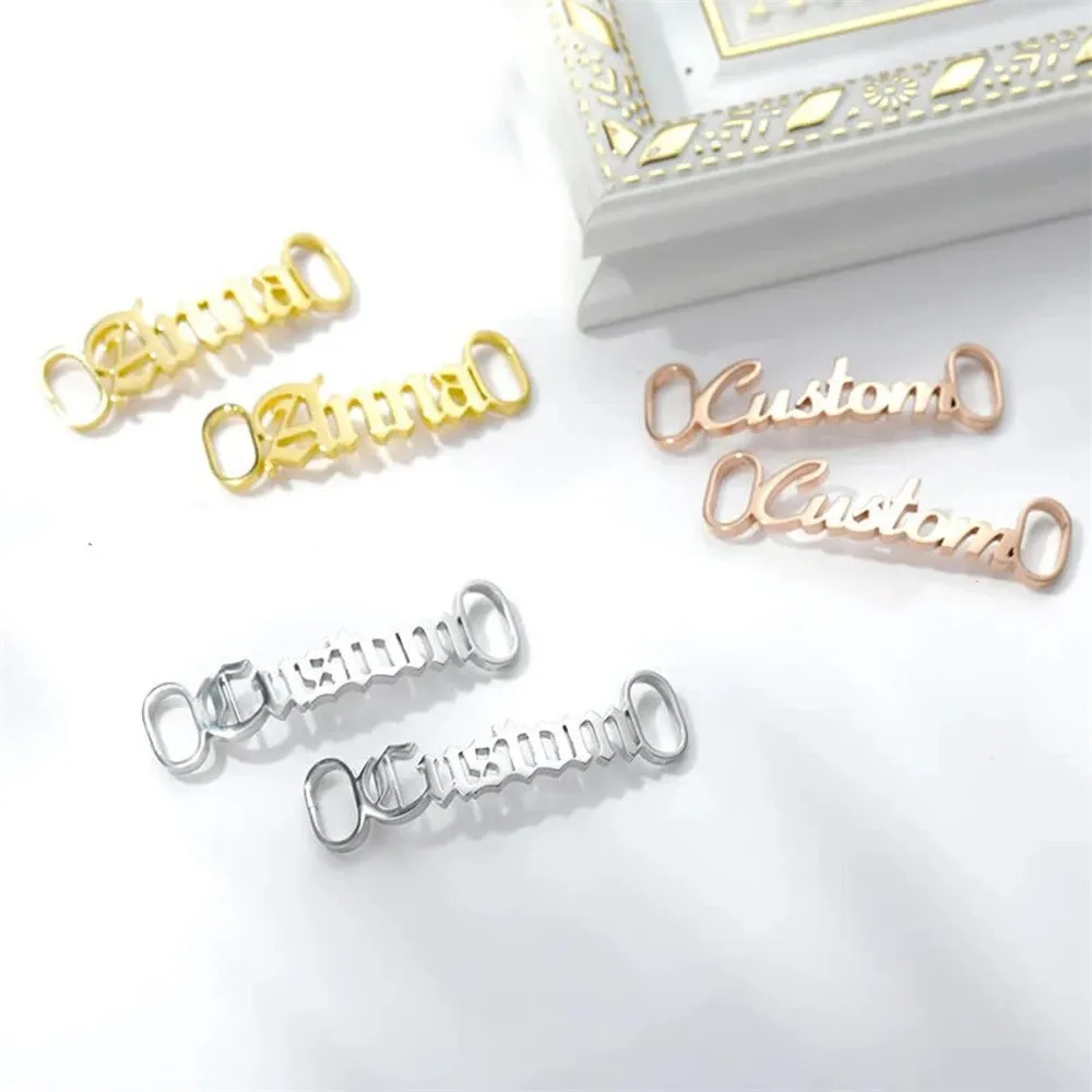 Personalized Custom Name Shoe Buckle Stainless Steel Nameplate Shoelace Clips Customize Jewelry Birthday Gift