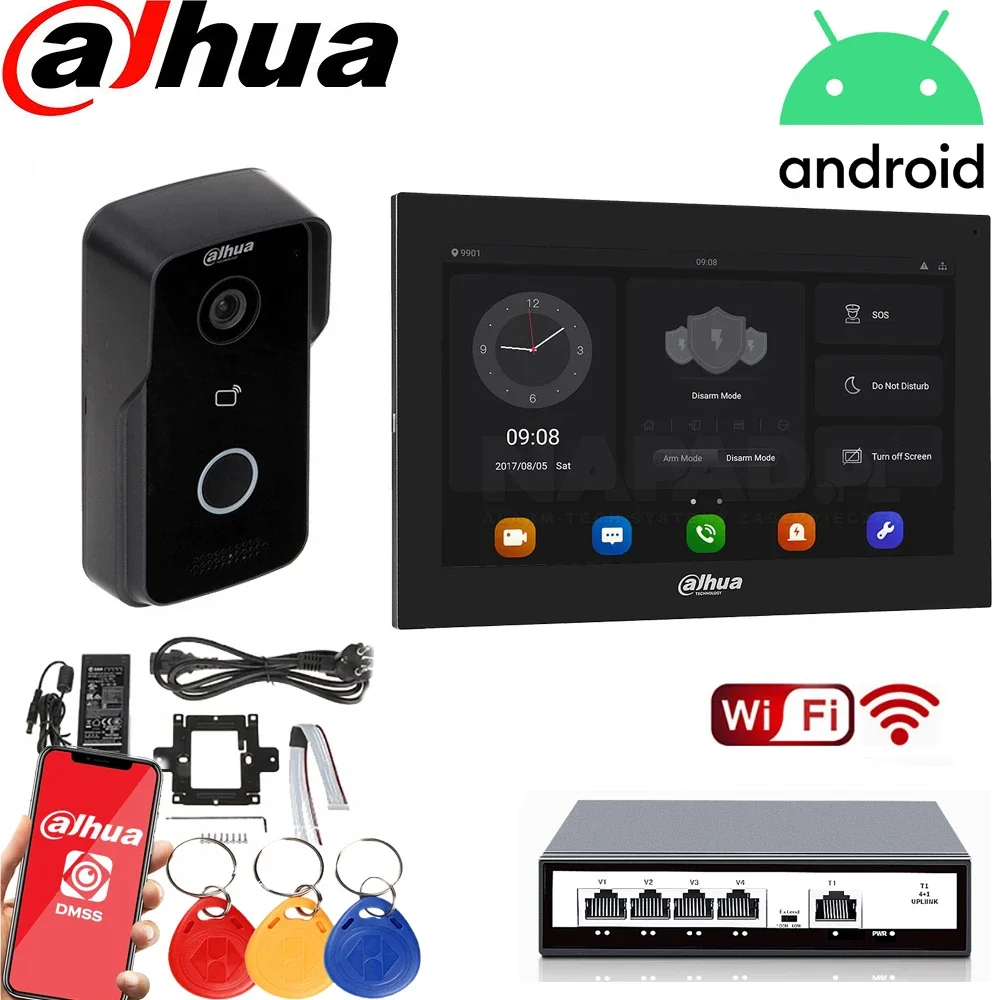 Multil idioma Dahua VTO2111D-P-S2 POE Video intercomunicador cámara kit IP Villa puerta estación Control exterior con monitor