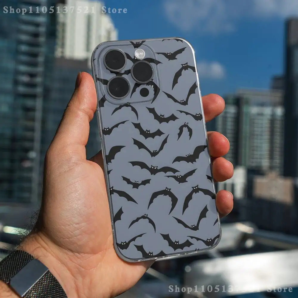 Готический чехол для телефона с летучей мышью вампира для iPhone 17,16,15,14,13,12,11 Pro,Max,Plus,X,XS,XR,SE4,E Mini, прозрачный мягкий чехол