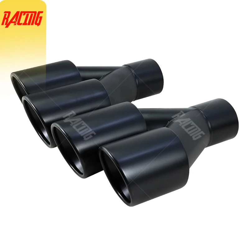Universal Automobiles Modify Upgrade Stainless Steel Dual Exhaust Tip Double Outlet Wall Rolled Edge Weld-on Muffler Tail Pipe
