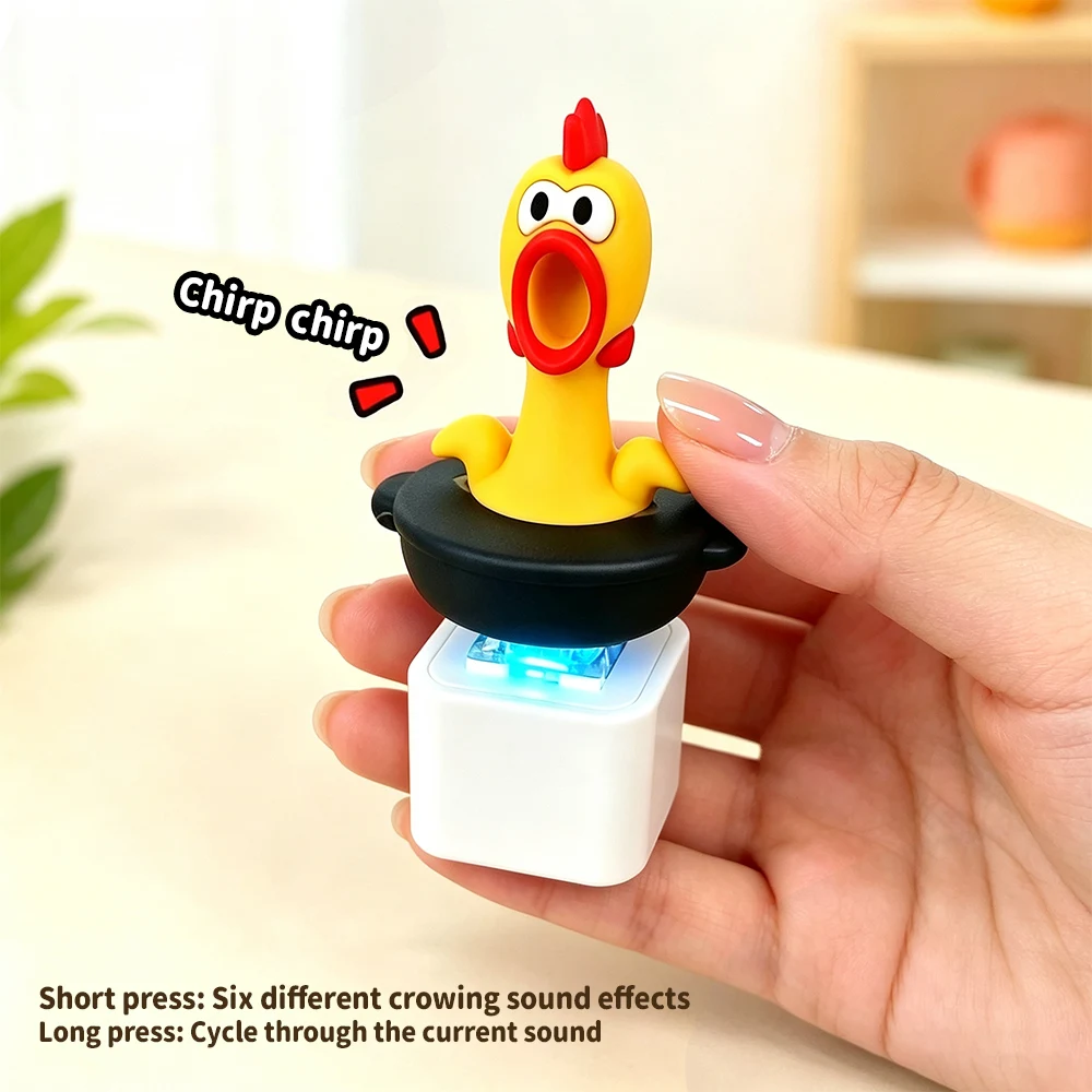Rechargeable Sound Keychain Creative Seagull Frog Duck Chicken Funny Abstract Keyboard Clicker Keyring LED Light Stress Relief view 6