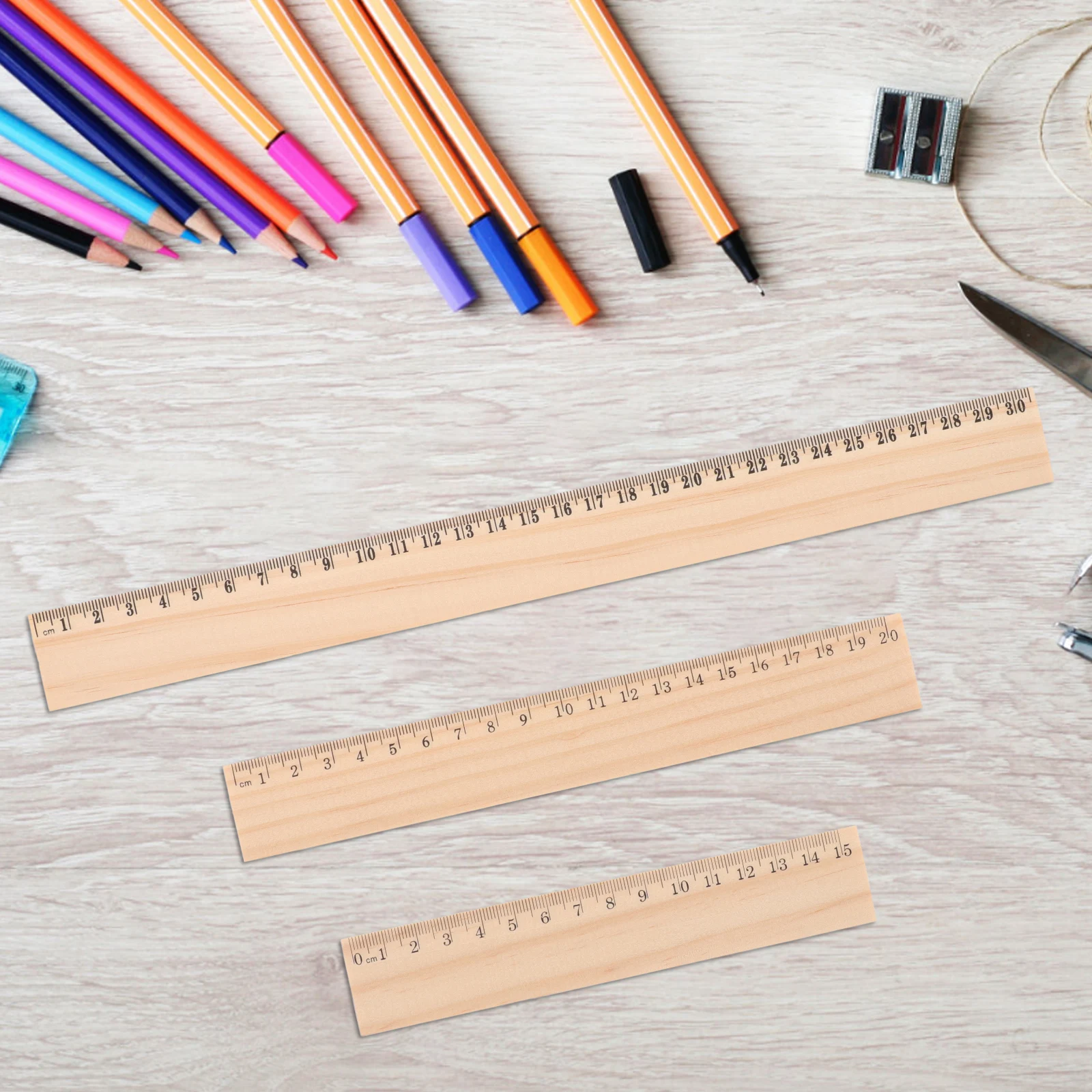 

9 Pcs Wooden Rulers Straight Edge Small Metric Measuring Tools for Office Drawing Supplies Durability High