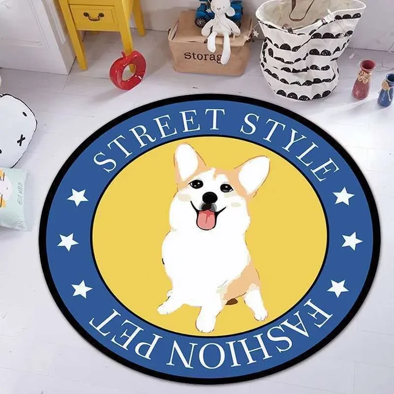 Creative Cute Pet Round Carpet Cartoon Image Floor Mat Cute Cat Circular Mats Living Room Bedroom Home Pet Mat Home Decoration