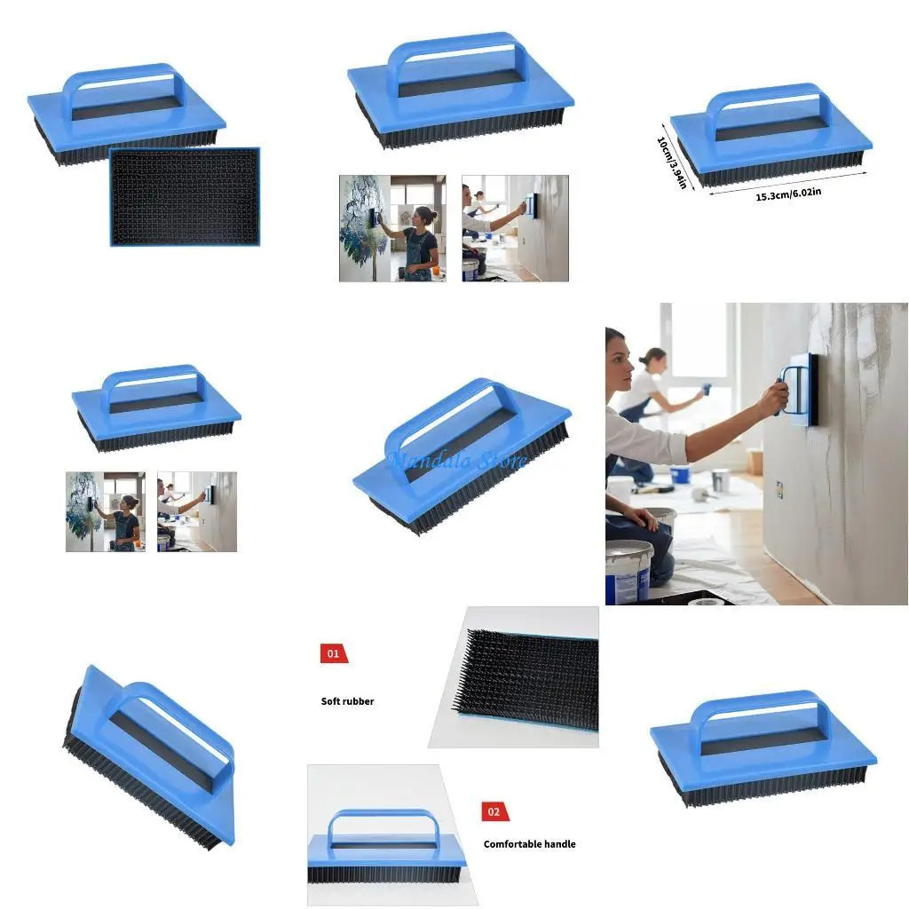 

U2JC Premium Textured Effect Brush Set Featuring Washable Plastic Construction Painting Brush Easy Cleaning Art Painting Brush