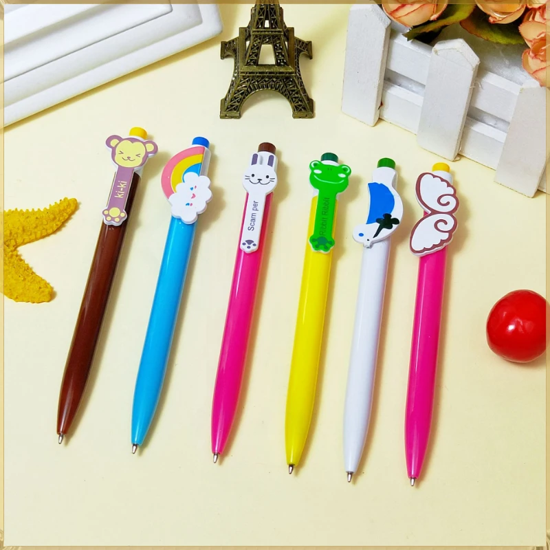 36 Pcs of Student Stationery Creative Rainbow Wings Pressed Blue Ballpoint Pen Plastic Oily Pen Cartoon Cute Simple Gift