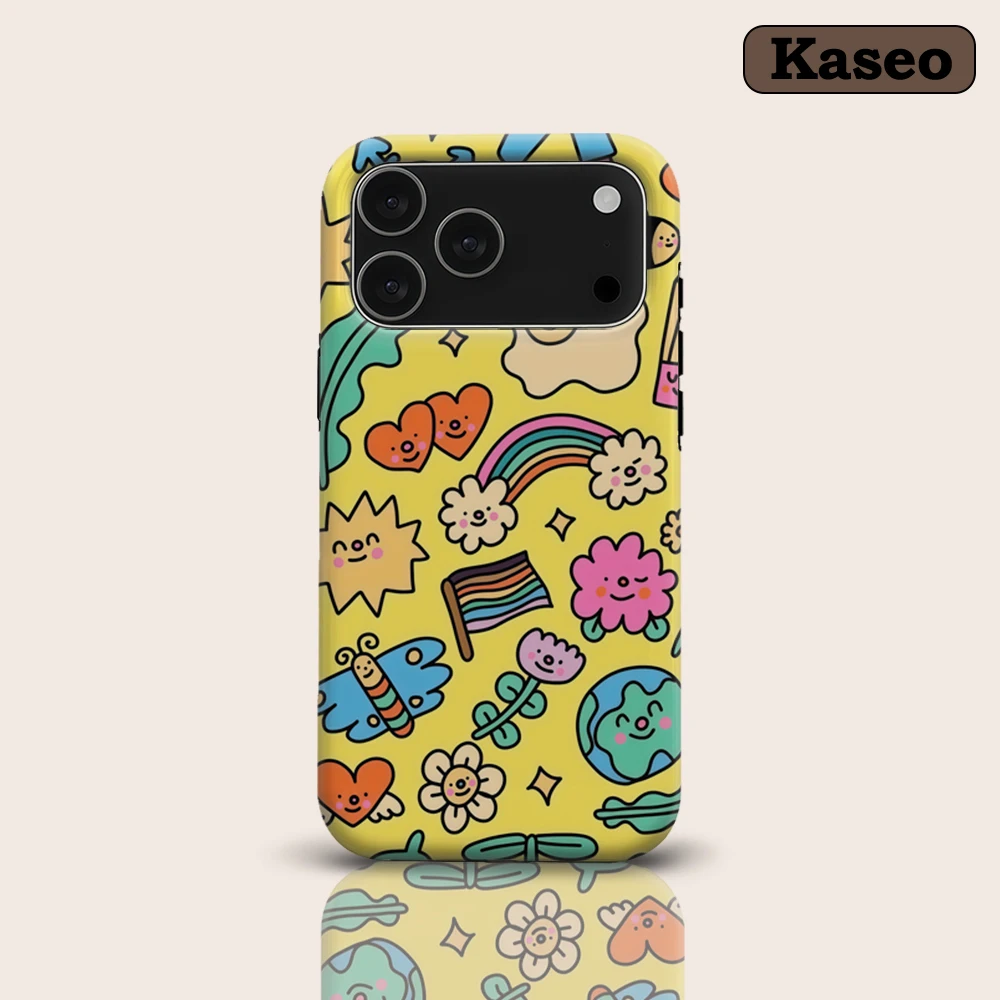 Verspielte Positive Vibes für Magnetische Handyhülle für iPhone 17 16 15 14 13 Pro Max Plus Ein- und Zweischichtige Robuste Hülle
