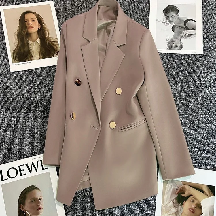 

Элегантный белый женский костюм в стиле кэжуал для колледжа, из плотной полиэстеровой ткани, весна 2025, новая модель, стройнящий силуэт