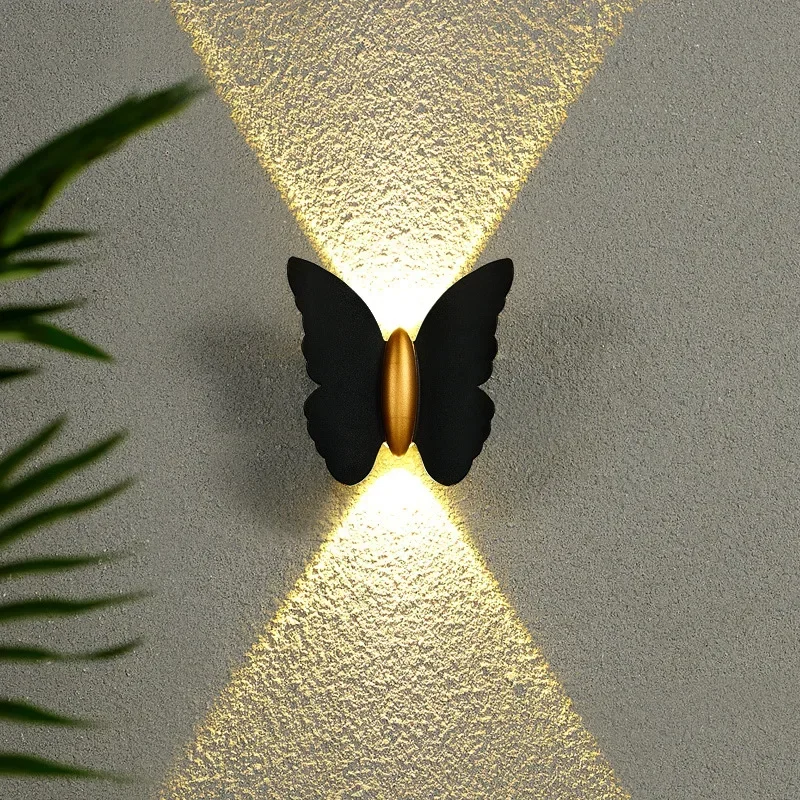 Outdoor Wall Lamp Butterfly Wall Wash LED Lights Waterproof Modern Staircase Aisle Courtyard Balcony Background Decor Fixture