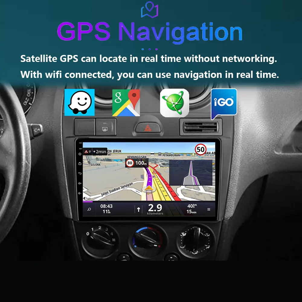 Rádio do carro Android 12 para Ford Fiesta, leitor multimídia, navegação GPS, Carplay estéreo, 2 din, DVD, Mk VI, 5, Mk5, 2002-2008