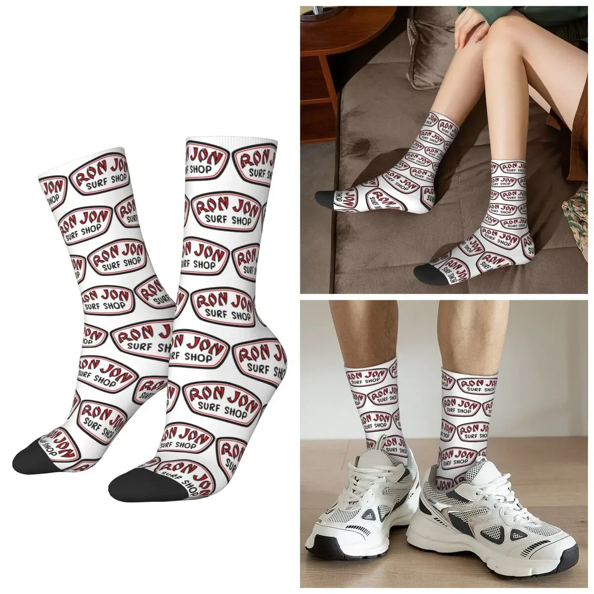 

All Seasons Ron Jon Surf Shop Socks Harajuku Crew Socks Hip Hop Stockings for Men Women Valentine's Day Gifts
