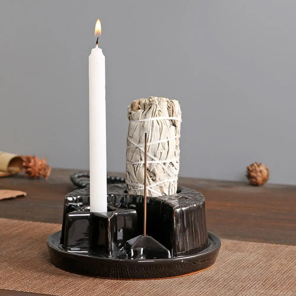 Ceramic Incense Holder Heat-resistant Incense Burner Ceramic Incense Candle Holder Set for Smudging Meditation Tray for Yoga