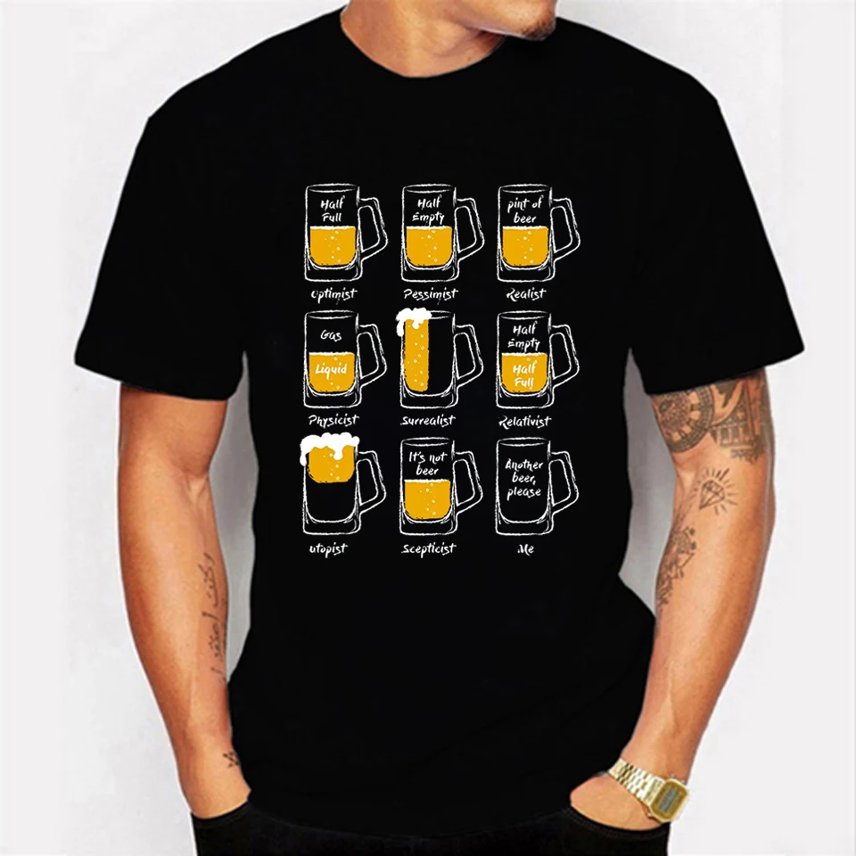 Classic Mens Oversize T-shirt Happy Beer Print Tshirt Men Women Oversized T Shirts Beer Graphics Tees Tops Plus Size T-shirts