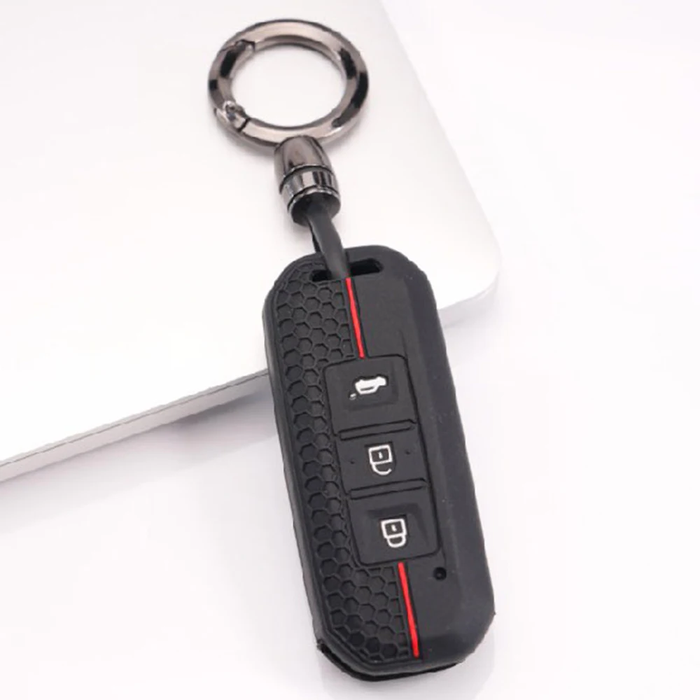 Silicone Key Cover With Chain For Chevrolet Captiva Turbo Groove Blazer Enjoy Optra For Baojun 510 560 730 RS-5 Wear Resistant