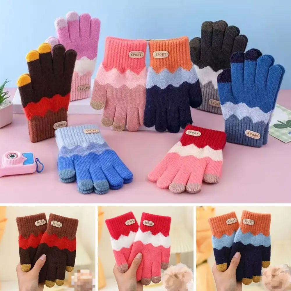 

Cute Warm Winter Gloves Windproof Full Children Mittens Thicken Soft Gloves for 6-14 Years Old Toddler