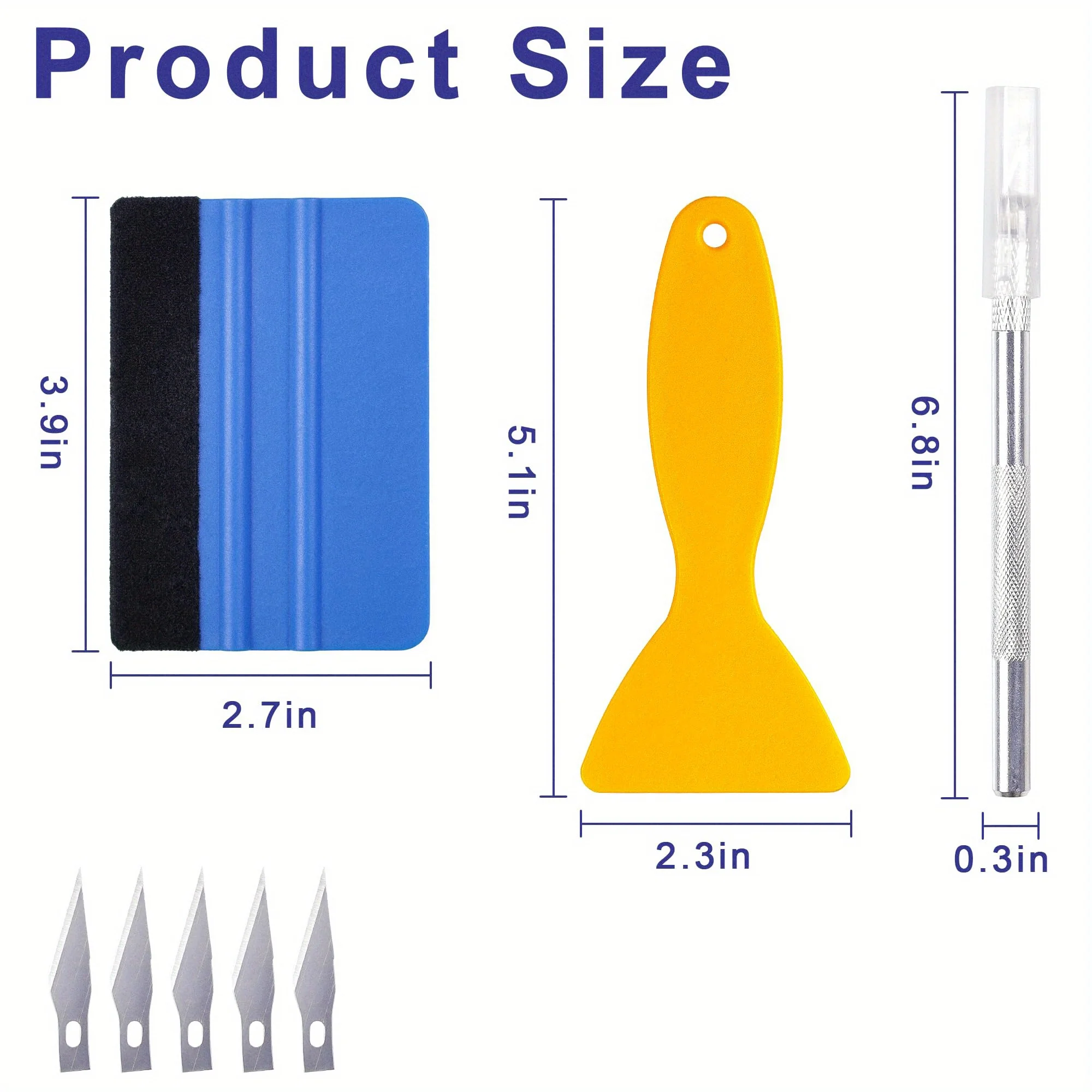 Vinyl Wrap Tools 8pcs for Car Wrapping Interior Exterior for Beginners Include Felt Squeegee Wrapping Cutter Air Release Pin