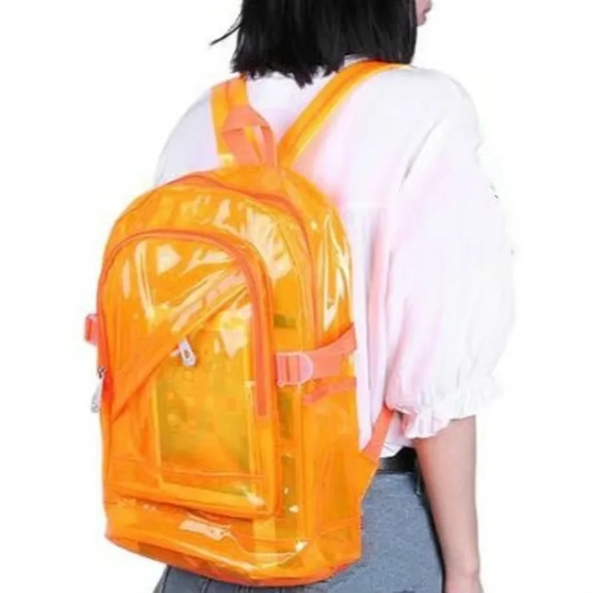 1 Pcs Fashion Transparent Backpack Waterproof PVC Clear Plastic Daily Mini Teenager Girls Notebook School Bag