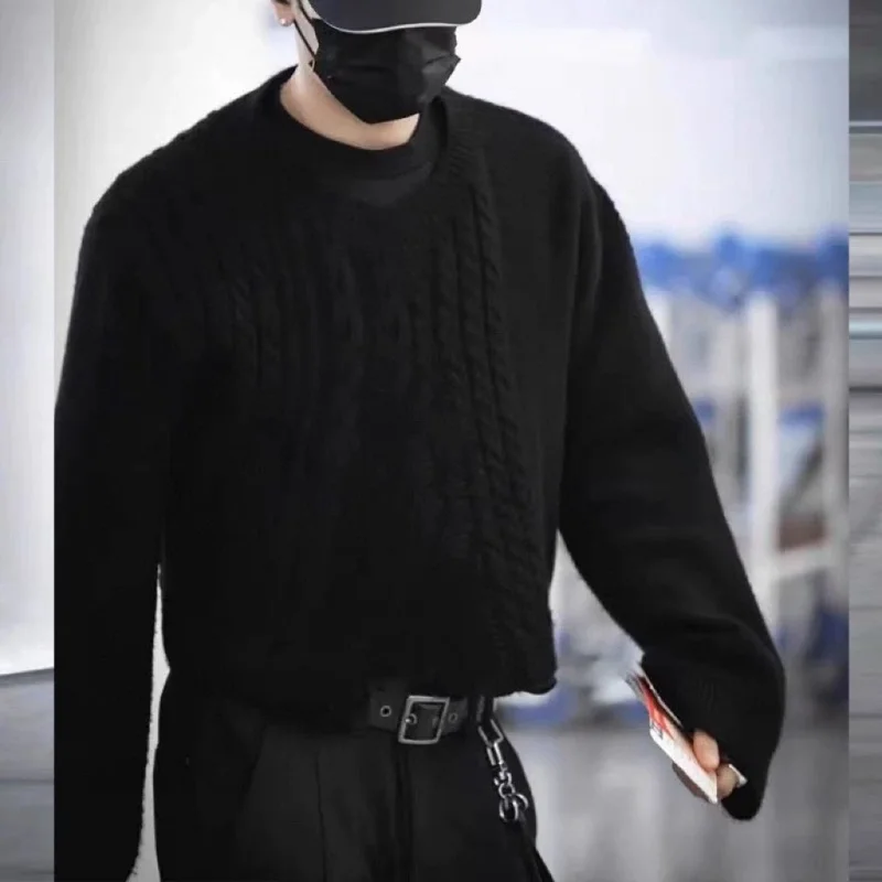 

Модный вязаный свитер с потертостями второго поколения ERD Wang Jiawu Camere Blend, повседневный свободный крой для пар