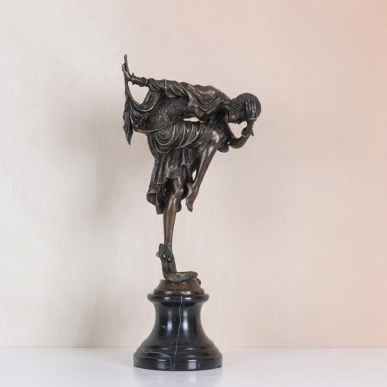 45CM Large Western Art Bronze Woman Statue Snake Dancer Female Sculpture Hot Casting for Home Decoration