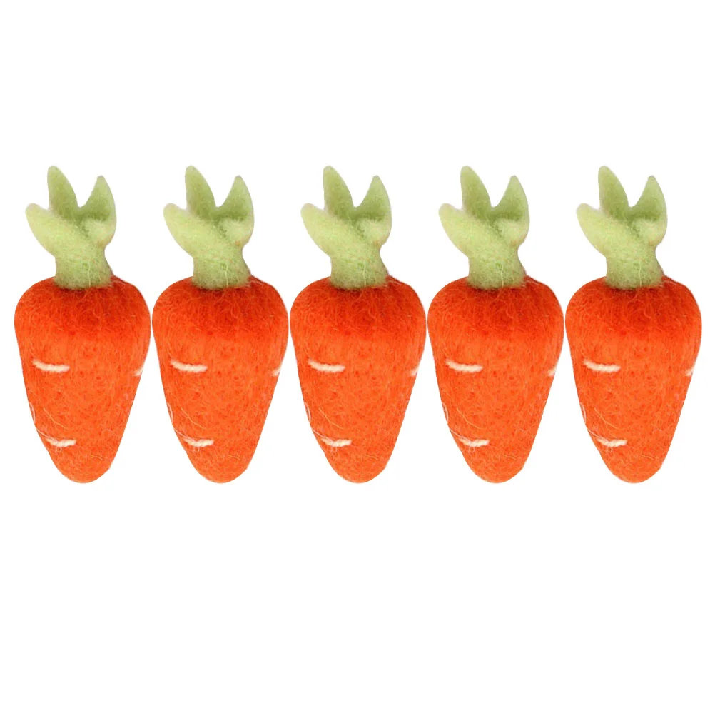 5 Pcs Felted Radish Mini Hair Clips Hairpin Accessories Material Wool Carrot Decor DIY Headdress Supplies Child Lovely