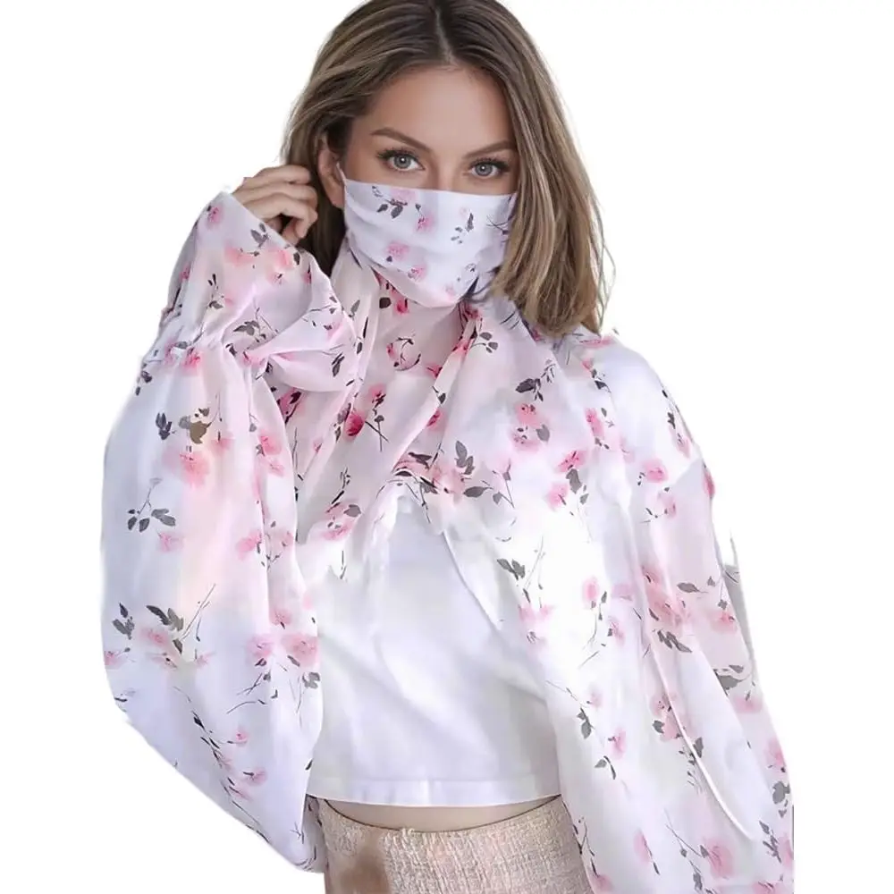 

Women Sun Protection loral Scar Shawl,Lightweight Cardigan Chion Print Mask Integration Cycling ishing Driving