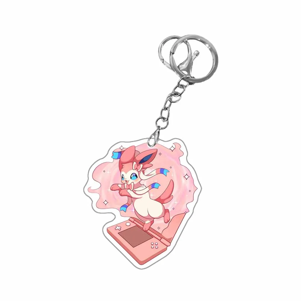 Pokemon Anime Eevee Leafeon Glaceon Jolteon Sylveon Espeon Flareon Vaporeon Flareon Acrylic Keychain Bag Pendant Decoration