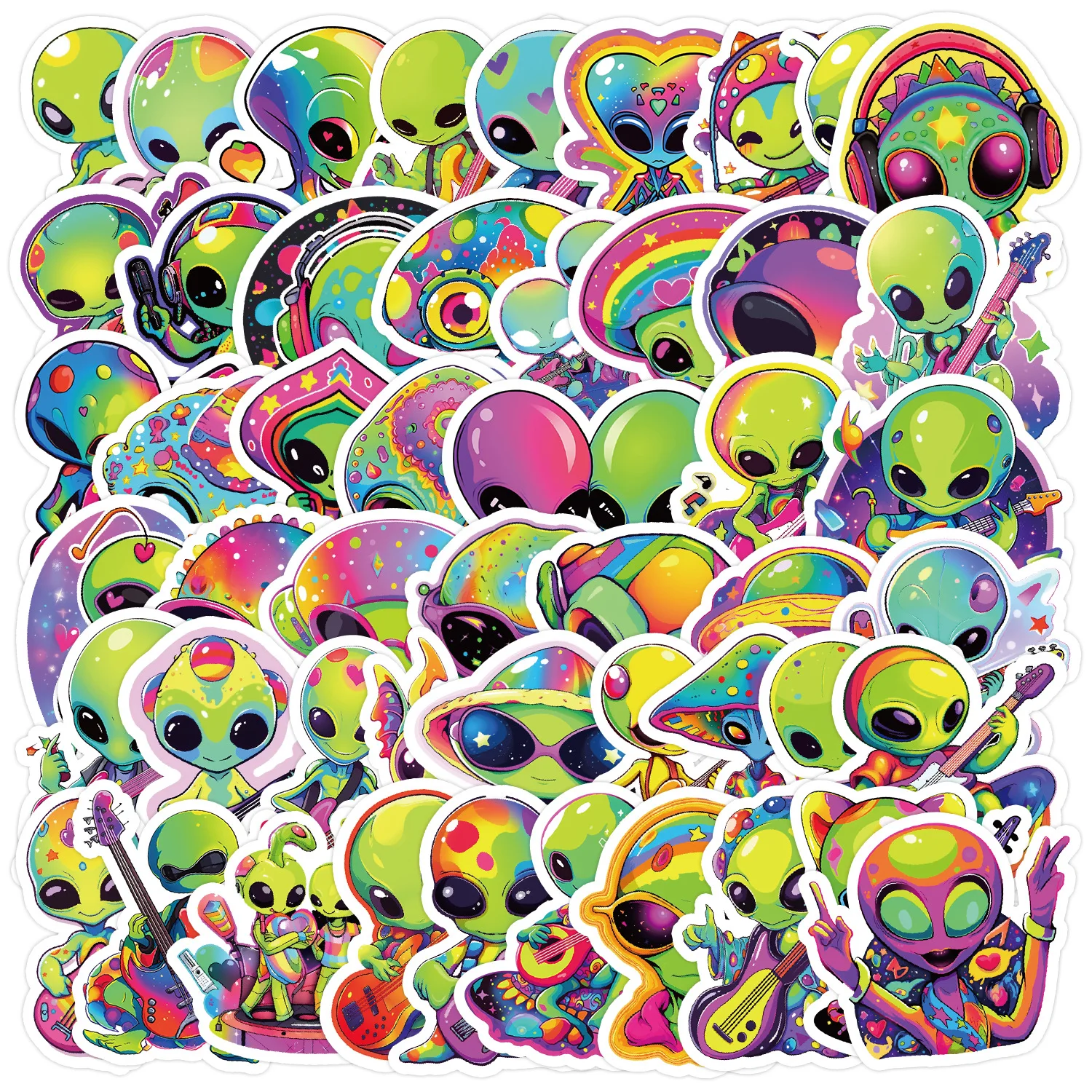 10/30/50 個神秘的なエイリアンステッカーカラーギターデカール楽器 DIY 冷蔵庫ラップトップギター車バイク音楽スタイルのおもちゃ