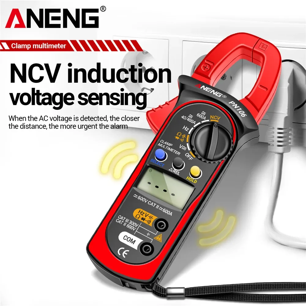 ANENG PN106 Clamp Meter CAT III 300V/CAT II 600V 600A  AC/DC Current Voltage High Precision True RMS Digital Multimeter Tester