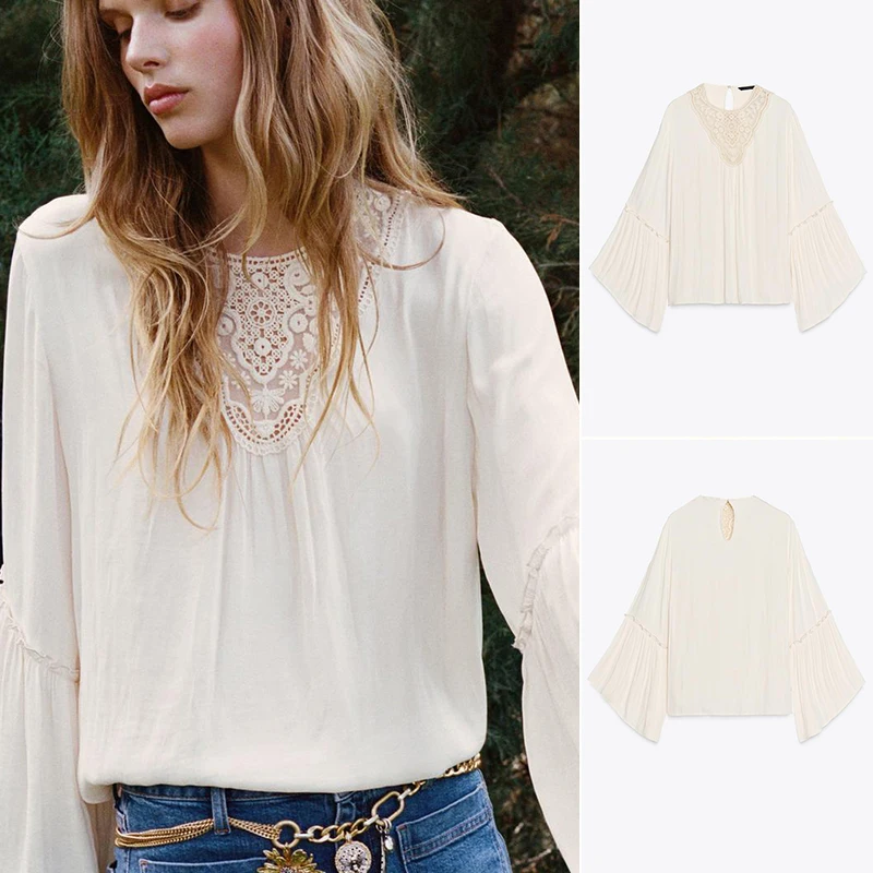 Lente Zomer Nieuwe vrouwen Lange Sve irt Gaas Draperie ronde Ne Gelaagde Decoratie Bell Bot Pendelen Sle Loose Fit