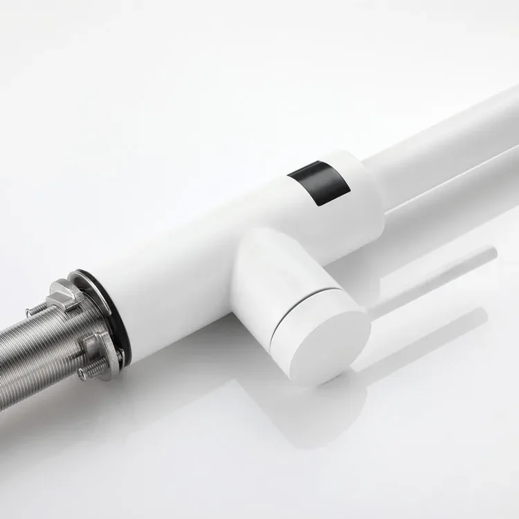 White Touch Digital Kitchen Faucet LED Screen Hot Cold Pull Out Kitchen Sink Mixer Tap Smart Sensitive Touch Kitchen Faucets