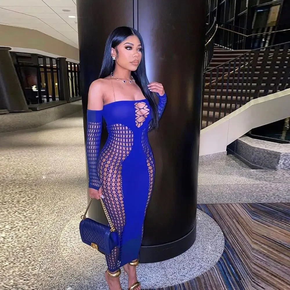 

European Slash Neck Sexy Black Dress Ladies Long Sleeve Slim Party Club Bodycon Dress Vestidos