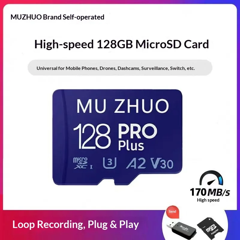 

Карта памяти Powkiddy Mu Zhuo Micro SD TF 64 ГБ 128 ГБ 256 ГБ 512 ГБ U3 A2 V30 высокоскоростная для 4K видео, для камер видеонаблюдения, дронов, видеорегистраторов