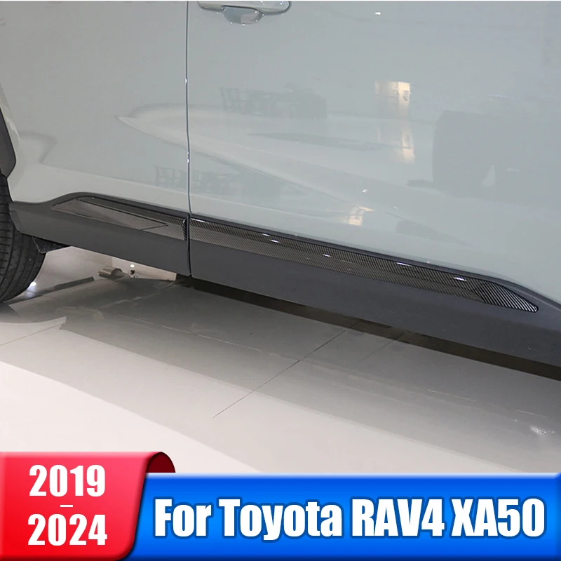 

Car Side Skirt Stickers Side Body Door Trim Strips For Toyota RAV4 2019 2020 2021 2022 2023 2024 RAV 4 XA50 Accessories