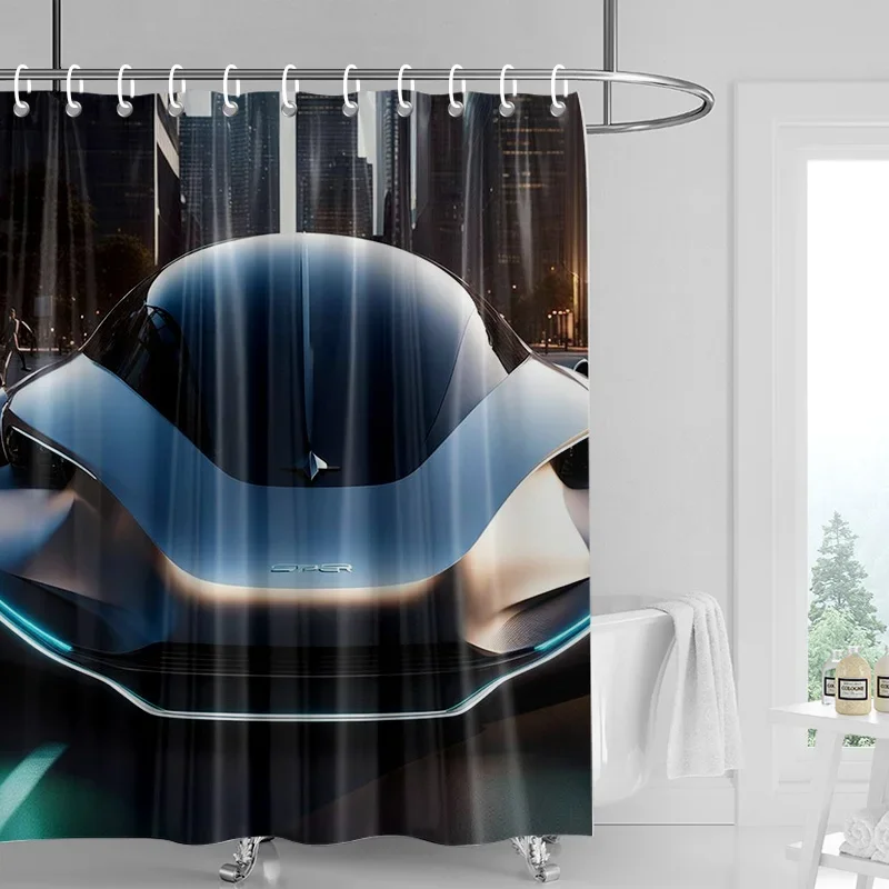 

Boys Car Theme Shower Curtain Waterproof Fabric Bathroom Curtain Bathroom Partition Curtain Child Home Decorating