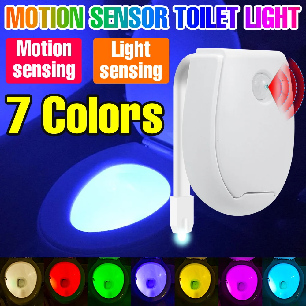 LED Toilet Lights Smart PIR Motion Sensor Waterproof Toilet Seat Washroom Backlight Lamp Indoor Bathroom Night Lighting
