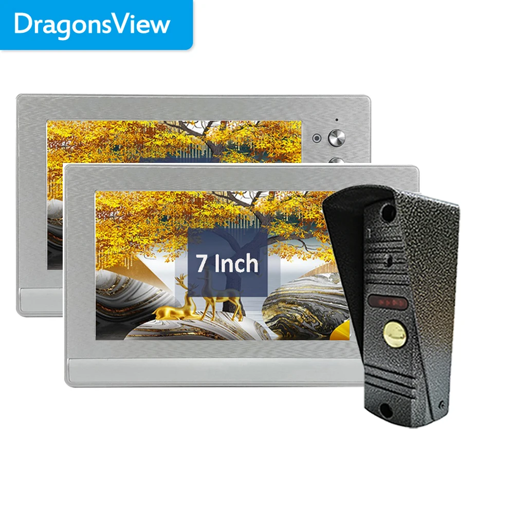 Dragonsview 7 Inch Video Intercom for Home Outdoor Doorbell with Camera Door Phone Unlock Multiple Indoor Monitor HD IR Night