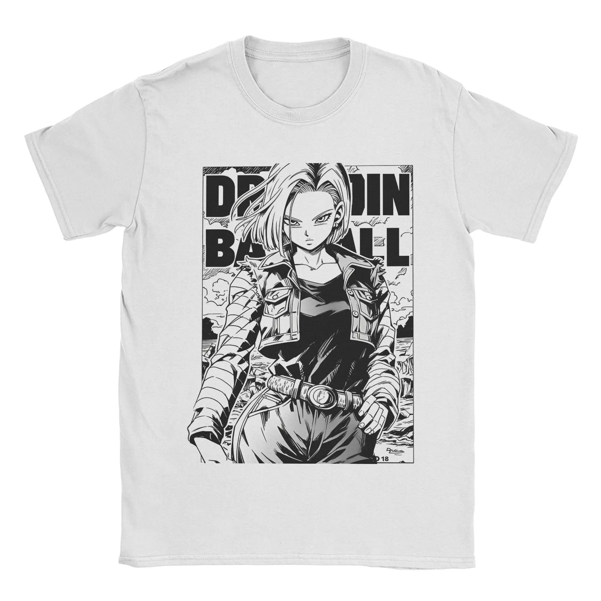 Android 18 Dragon Ball Z T-Shirts Men Women  Unique 100% Cotton Tees Round Neck Short Sleeve T Shirt Big Size Tops