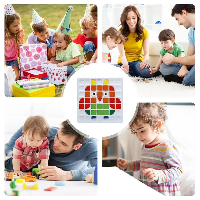 モザイクカラーのパズル,3年以上のパズルおもちゃ,パターンブロック,教育ボードゲーム