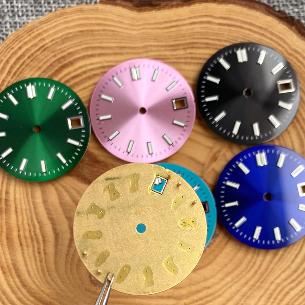 Gloss Sunburst 29mm Watch Dial Face Hands Set Luminous Pink Blue Black Fit NH35 NH36 Movement Men Watch Accessories Parts