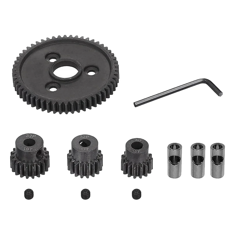 Metal Steel 54T 0.8 32 Pitch 3956 Spur Gear and 15T 17T 19T Pinions Gear Sets for TRX Slash 4X4 4WD