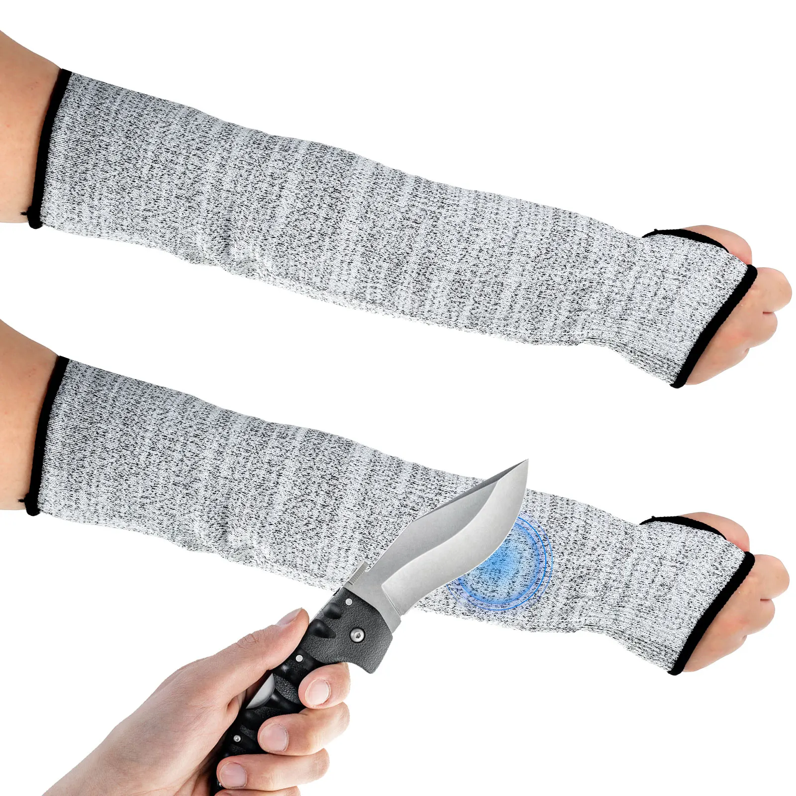 Mangas Protectoras Resistentes a Cortes de 40/45 cm para Hombres y Mujeres, Guantes de Seguridad para Trabajo, Protección para Muñeca y Brazo, para Piel Delgada y Moretones, 1 Par