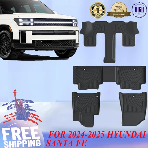 

For Hyundai Santa Fe 2024-2025 All Weather TPE Rubber Easy Clean Foot Mat Car Carriage Footboard Pad Waterproof Foot Mat
